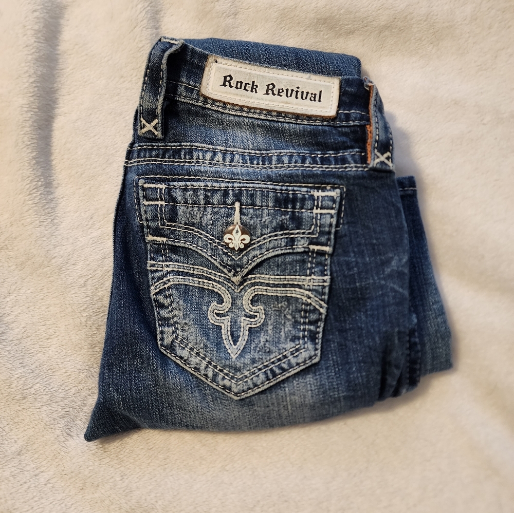 Rock Revival Alivia Straight Distressed Jeans Pair 1